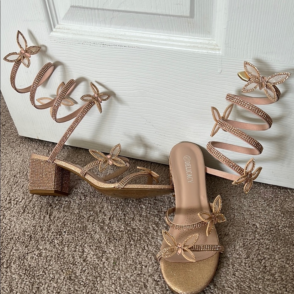 Special Occasion sandals with  spiral “ties”- size 7.5